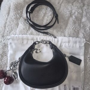 Coach NWT Black Jonie Bag With Silver Cherry Bag Charm